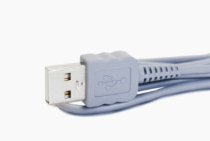 Close-up of a USB charger cable